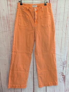 BAYEAS Orange Wide-Leg Jeans with Front Patch Pockets